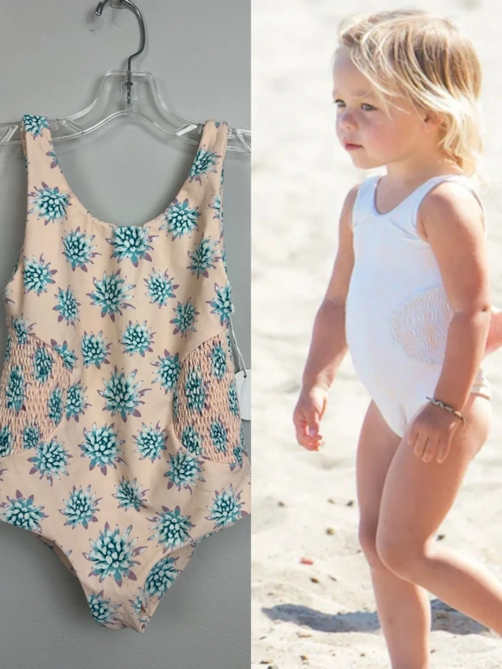 NWT Keiki’s by Tori Praver Side Smocked Swimsuit in Wild Agave Ginger Sz XL